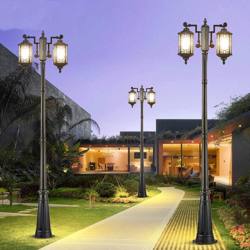 太阳能灯新中式户外防水家用院子220V花园别墅小区高杆3米室外