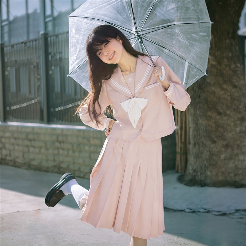 樱花家族jk制服水手服【桃气包】学院粉色白三本中间服长袖套装女