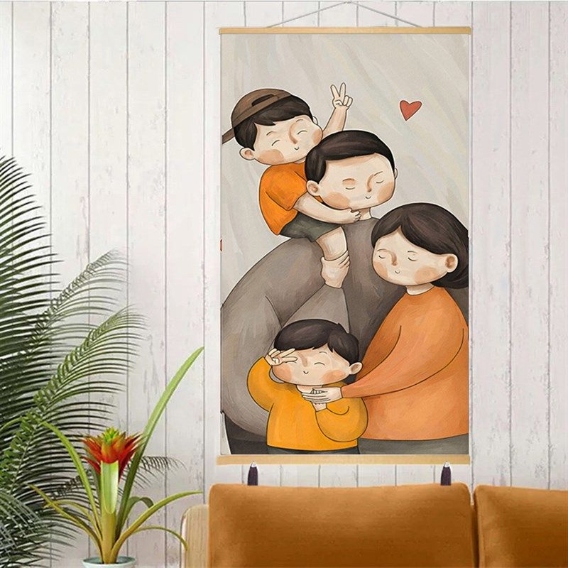 北欧风一家四口三口挂画高级感极简玄关装饰画背景墙客厅温馨壁画,家居饰品,现代装饰画,淘宝优惠券,粉丝福利购,淘宝优惠卷