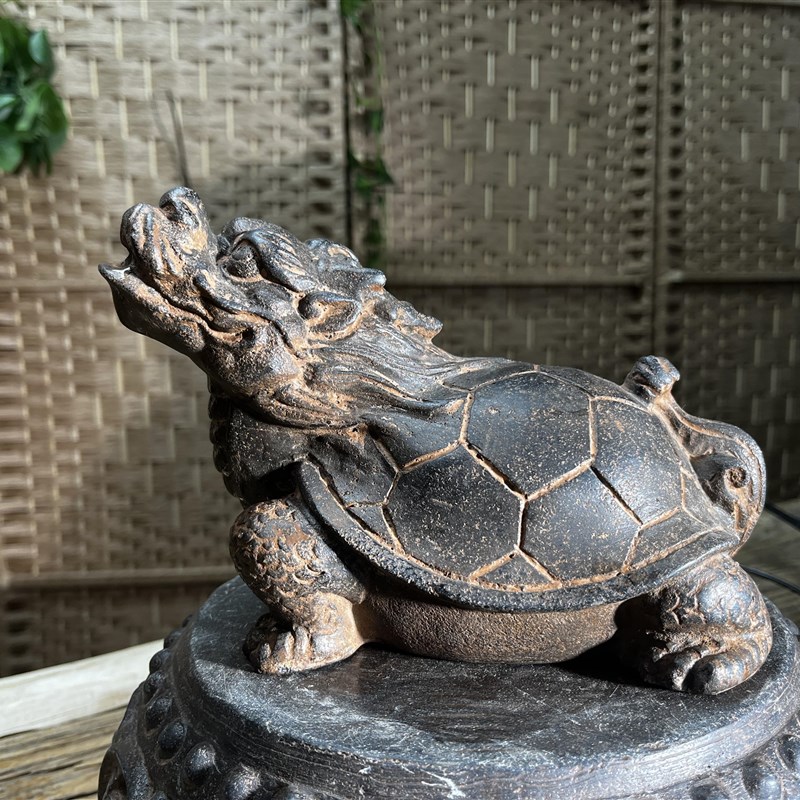 仿古中国风禅意造景山水盆吐水龙龟花盆花盆摆件摆件盆景可爱个性