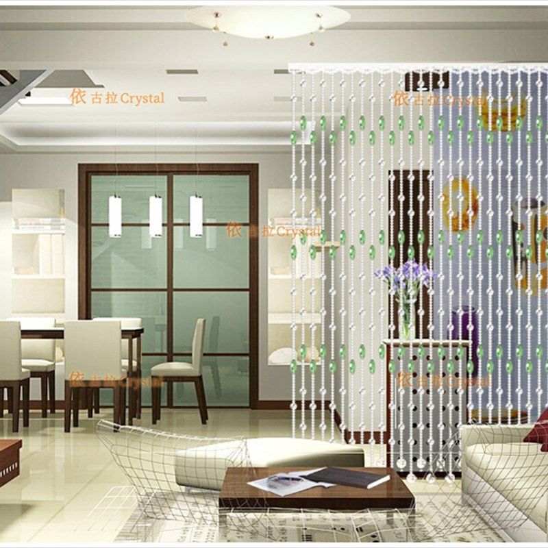 依古拉水晶珠帘门帘玄关隔断成品帘子挂帘吊客厅屏风橄榄切面 454