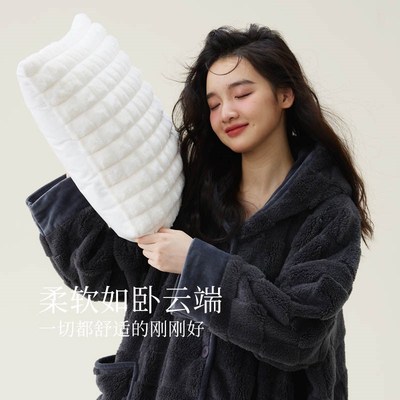 暖绒秋冬季睡袍女士珊瑚绒睡衣加厚长款浴袍冬天新款可外穿家居服