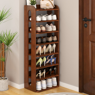 家用实木加宽多层鞋架子入户门口简易鞋柜宿舍狭窄空间室内置物架
