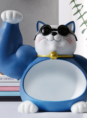 麒麟臂招财猫入户玄关进门钥匙收纳托盘装饰开业搬家礼物高档摆件