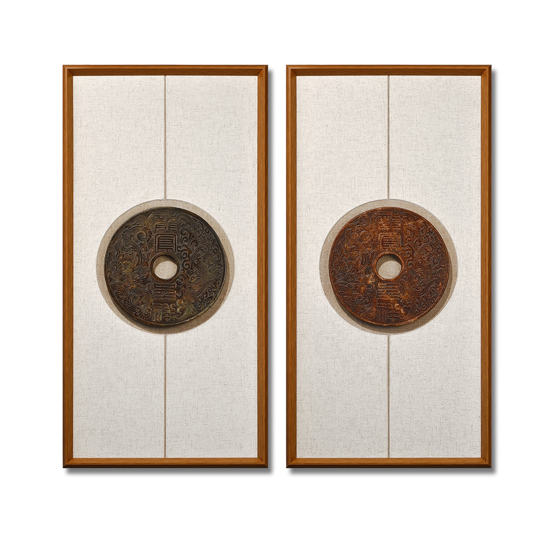 实物画 新中式玄关装饰画 书房挂画客厅装饰背景墙画玉石立体新品