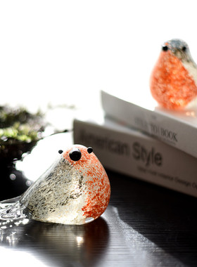 彩色琉璃手工玻璃小鸟摆件欧洲美洲田园风台面桌面装饰品乔迁礼品