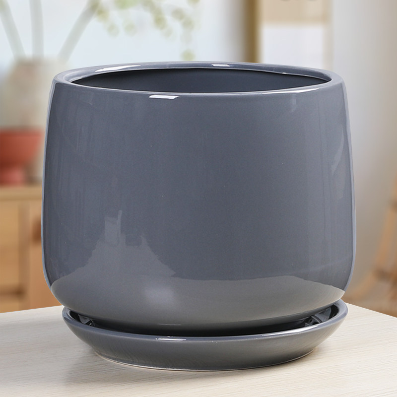 简约北欧花盆陶瓷创意个性大号特大号圆形带托盘家用阳台绿植桌面,鲜花速递/花卉仿真/绿植园艺,花盆,淘宝优惠券,粉丝福利购,淘宝优惠卷