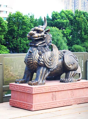 户外广场獬豸动物雕塑摆件玻璃钢仿铜法治塑像定制法院政府装饰品