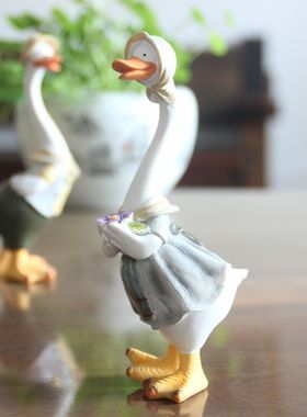 复古创意鸭子情侣桌面摆件摆设咖啡馆书房客厅阳台园艺北欧装饰品
