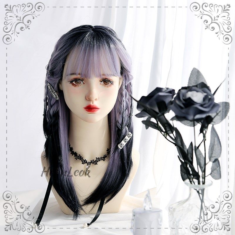 月眠韩可可原宿软妹Lolita紫黑渐变日常S发缝染色女长直假发,美发护发/假发,日常整顶假发,淘宝优惠券,粉丝福利购,淘宝优惠卷