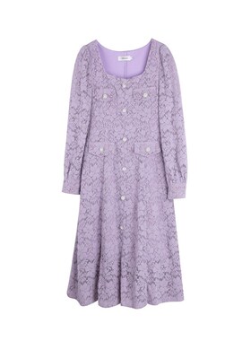 紫色连衣裙2024春季新款220斤胖mm大码法式加绒气质显瘦蕾丝长裙