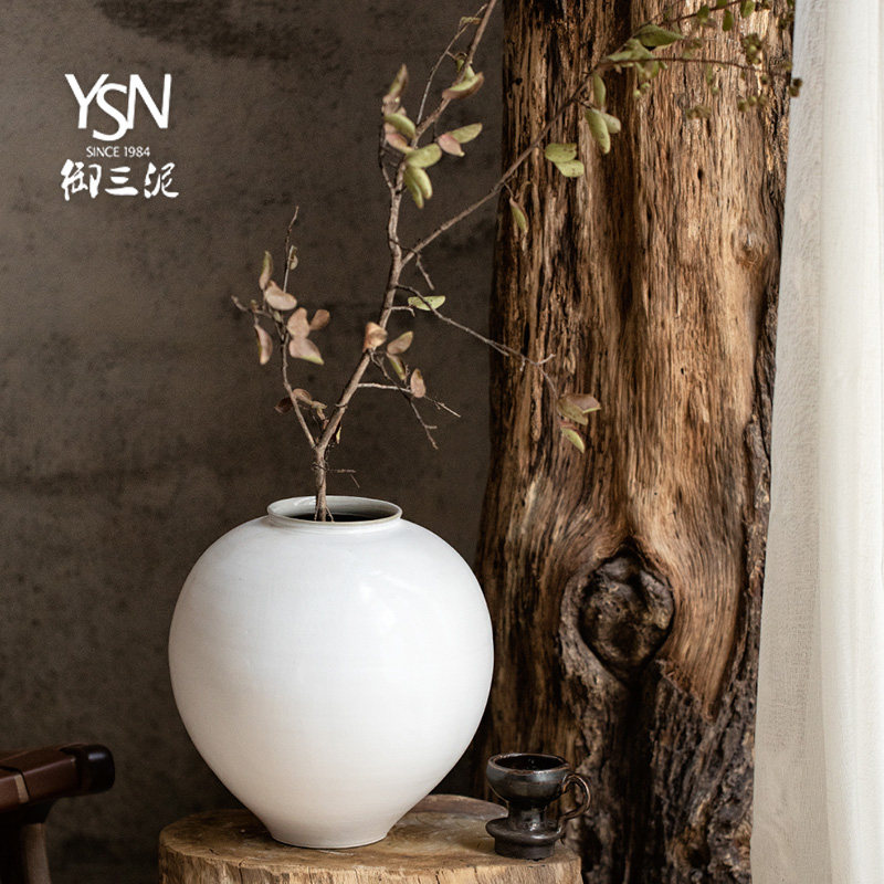 陶瓷侘寂花瓶复古月亮瓶白色陶艺摆件小口瓶禅意插花干花民宿装饰,家居饰品,家饰软装搭配套装,淘宝优惠券,粉丝福利购,淘宝优惠卷