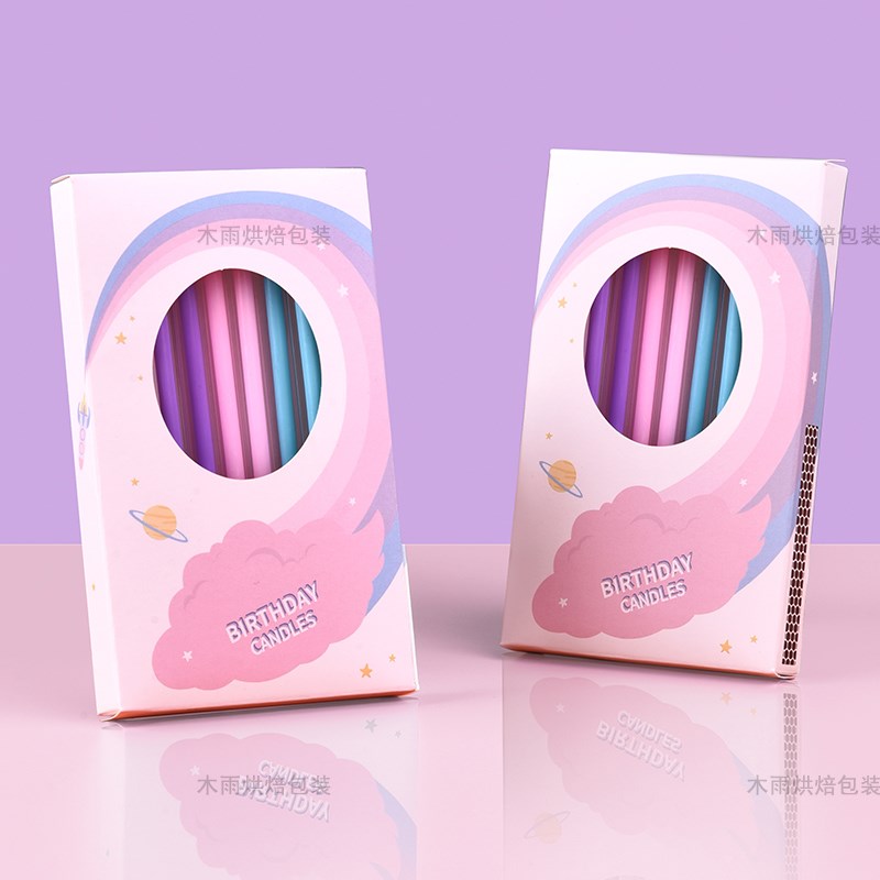 网红创意氛围感马克龙色蛋糕生日蜡烛带火柴彩色铅笔蜡烛10支盒装