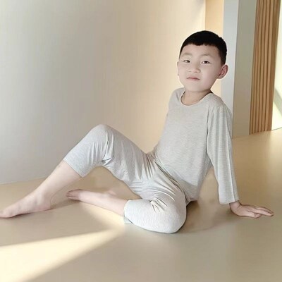 杰龙孟欧儿童夏季睡衣(木棉)童装九分空调服套装 冰爽丝滑细腻