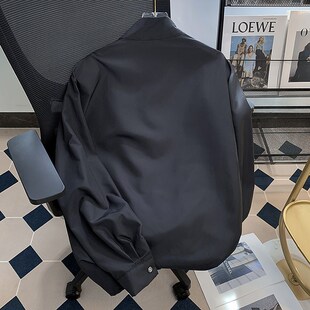 小众解构分割垫肩设计高级感立领衬衫 宽松廓形白色衬衣外穿 男长袖