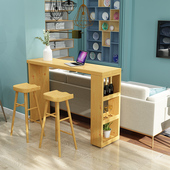 北欧实木家用吧台餐桌客厅隔断玄关酒柜靠墙厨房小吧台创意高脚桌