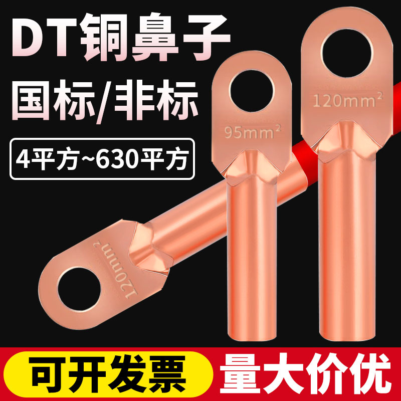 DT铜鼻子接线端子紫铜线鼻子16/25/35/50/70/95/120/185/240平方