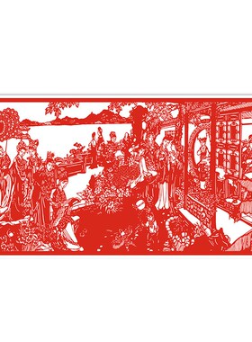 红楼梦剪纸底稿中国名画学生手工作业元春省亲大观园图样高清打印