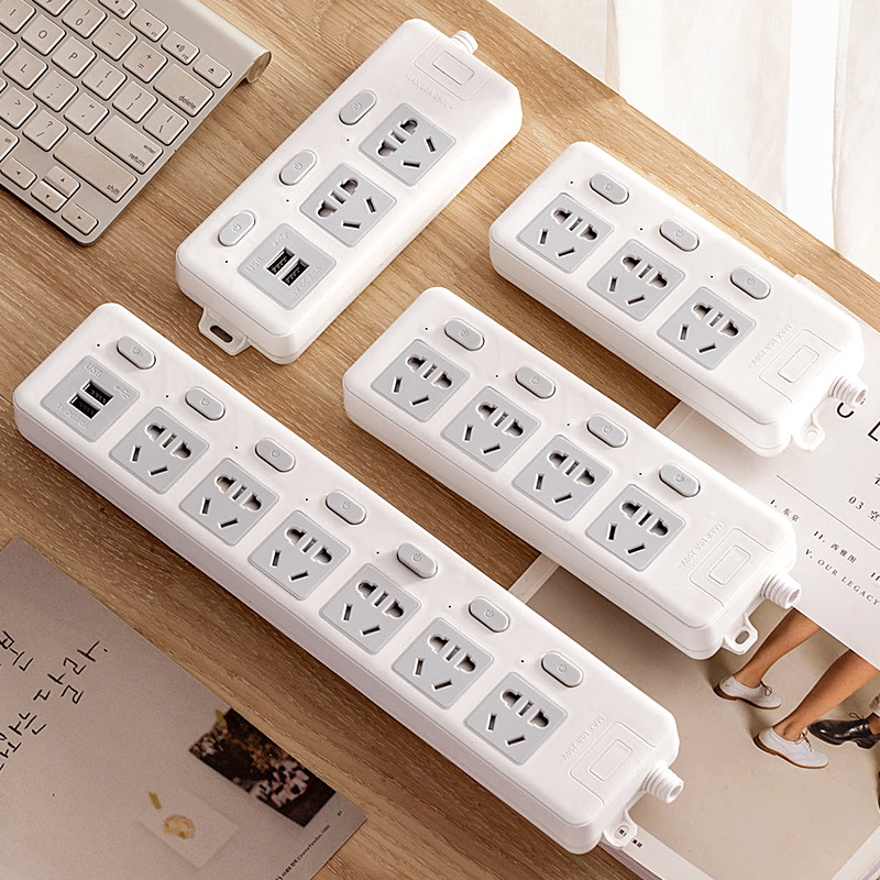 自接线独立开关插座面板多孔多功能家用不带线办公插排插线板无线
