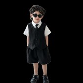 套装 儿童西装 马甲休闲小孩小主持西服花童演出服 新款 男童礼服夏季