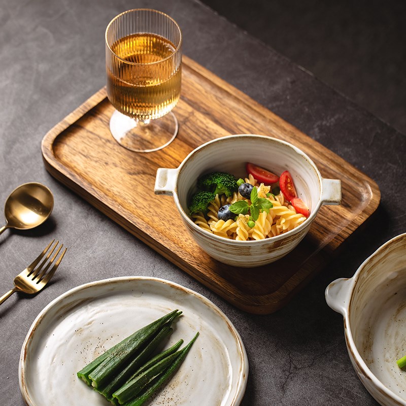 莳绘金缮2024新款日式复古粗陶碗碟套装家用轻奢高级感饭碗菜盘子