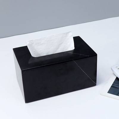 大理石纸巾盒客厅轻奢创意摆件设计感定制logo商用餐桌欧式抽纸盒