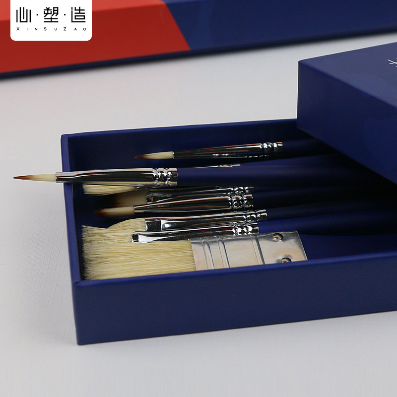 心塑造乘风破浪蓝杆美术生水粉笔套装水洗猪鬃扇形尼龙丙烯勾线笔,文具电教/文化用品/商务用品,水粉/水彩/油画专用笔,淘宝优惠券,粉丝福利购,淘宝优惠卷