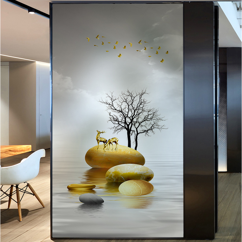 北欧轻奢静电磨砂玻璃贴膜推拉门卫生间防窥遮光浴室遮光窗户贴纸