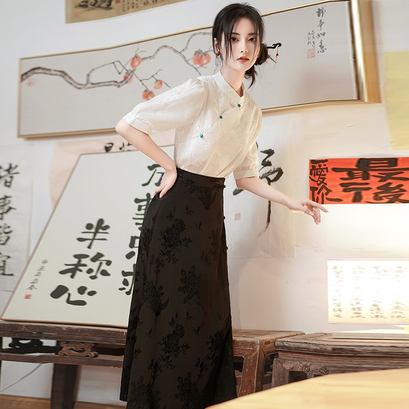 改良汉服女款夏季唐装中国风上衣女小个子国风旗袍新中式女装套装