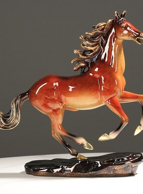 纯铜马摆件马到成功客厅酒柜电视柜装饰品办公室桌面摆设乔迁送礼