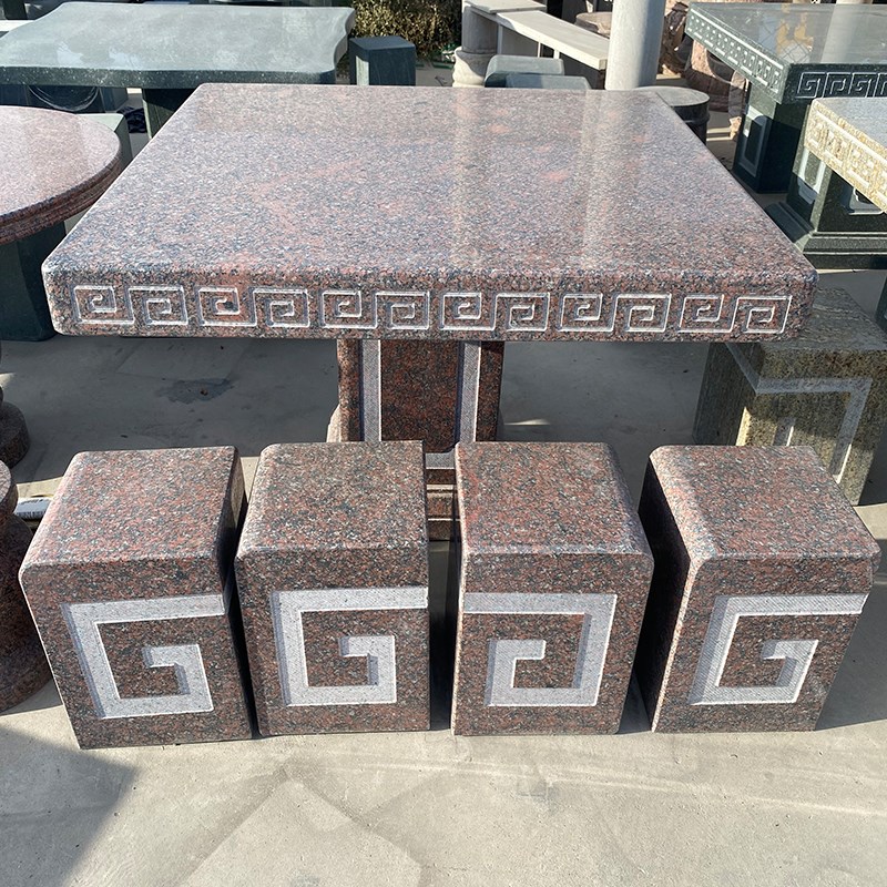 天然花岗岩青石棋盘大理石桌石凳庭院一套阳台石头室户外花园家用