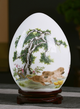 景德镇陶瓷花瓶鸡蛋摆件客厅装饰品摆设品小创意家居电视柜工艺品