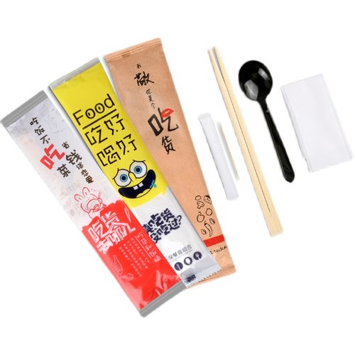 饭店专用便宜一次性筷子四件套装外卖打包快餐商用家用勺子四合一