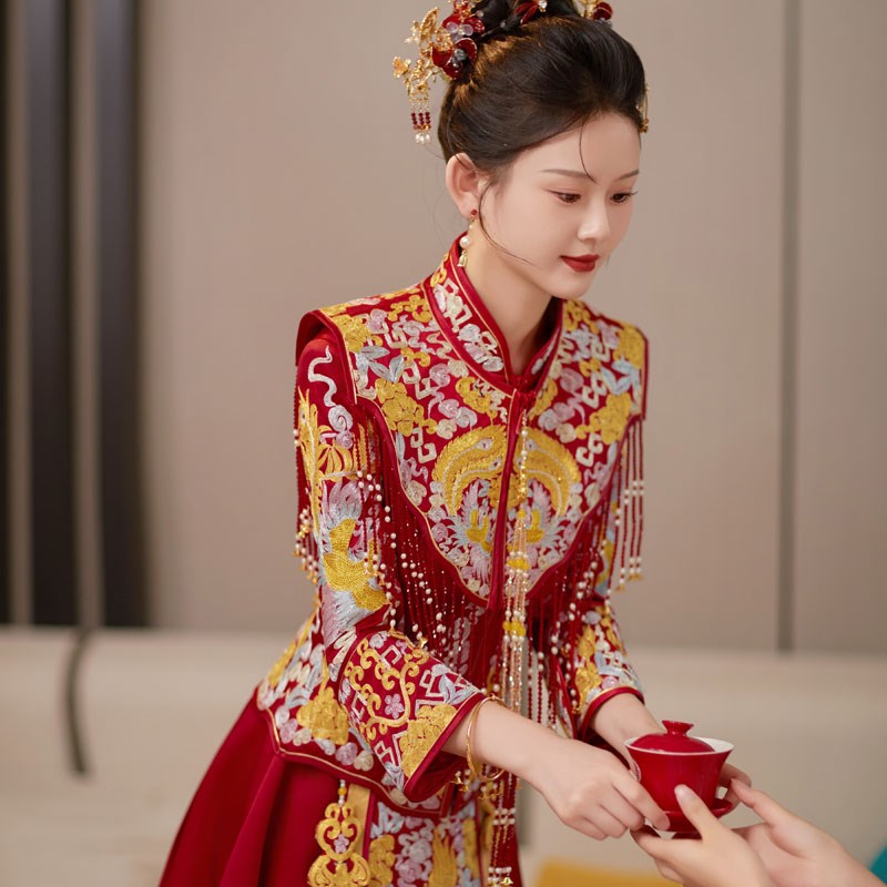 龙凤褂嫁衣新款新娘结婚高级秀禾服小个子出嫁婚服中式裙褂秋冬女