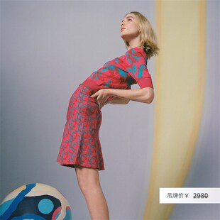 DVF A字裙短款提花针织半身裙KN4R002