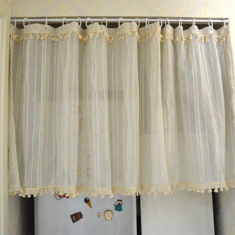 日式麻纱条纹半帘客厅纱帘房间装饰短帘飘窗帘半遮光免打孔柜帘定,居家布艺,定制窗帘,淘宝优惠券,粉丝福利购,淘宝优惠卷