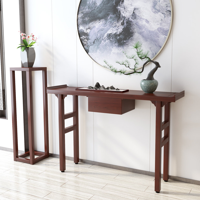 新中式实木玄关桌走廊边桌靠墙条案供桌长桌禅意玄关柜屉端景台