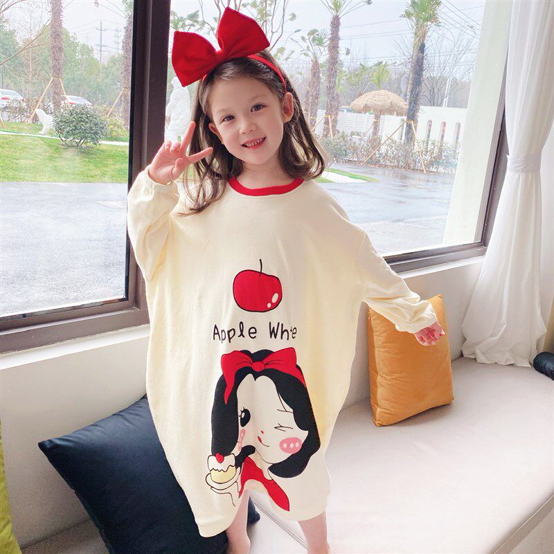 秋季女宝公主睡裙长袖纯棉连衣裙卡通居家裙子女童花边荷叶袖睡衣,童装/婴儿装/亲子装,家居裙/睡裙,淘宝优惠券,粉丝福利购,淘宝优惠卷