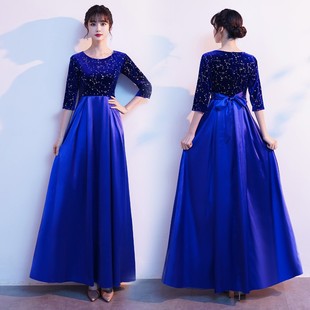 成人合唱服长裙演出服大合唱团体服装中老年合唱表演服指挥礼服女