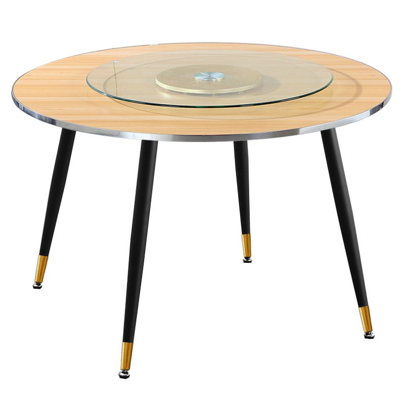 圆桌圆台面圆形面板碳钢架转盘餐桌六人八人酒店餐厅家用吃饭桌子