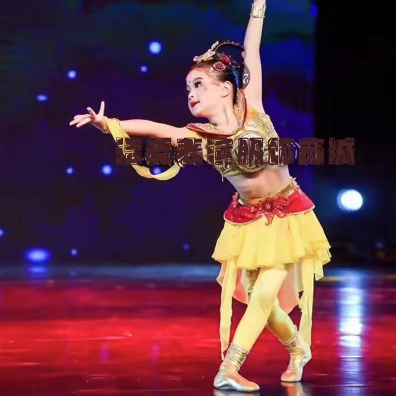 儿童敦煌舞蹈演出服少儿古典舞飞天乐舞表演服腰鼓异域风情民族服