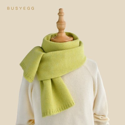 清新绿色儿童羊毛围巾男童女童冬季保暖百搭小围脖新年圣诞节礼物