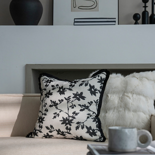 法式高级感轻奢客厅沙发抱枕靠垫双面提花黑色卧室床头样板间靠枕