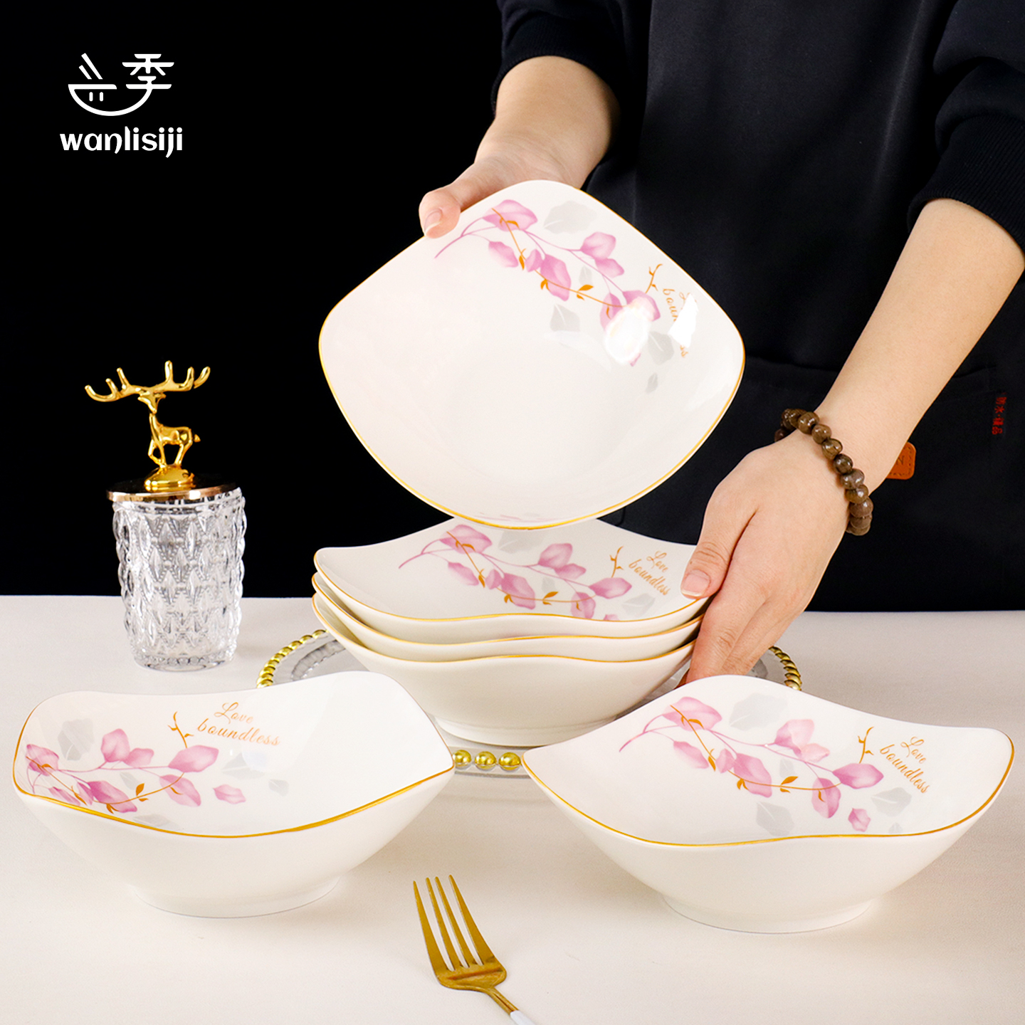 陶瓷四角盘子ins风创意菜盘