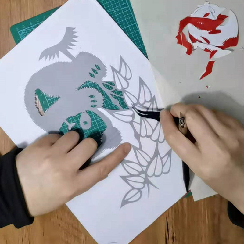 中国风十二生肖动物传统手工艺剪纸刻纸底稿图样红纸宣纸DIY窗花