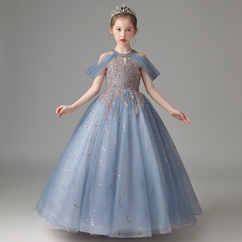 儿童礼服高端女童公主裙洋气模特走秀主持人钢琴演出服生日晚礼服