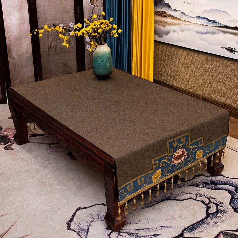 新中式布艺茶几布长方形盖布盖巾防滑简约客厅家用防尘桌布台布,居家布艺,桌布,淘宝优惠券,粉丝福利购,淘宝优惠卷