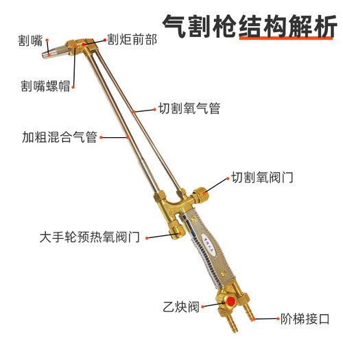 射吸式割炬G01-30/100/300型工业级两管割枪氧气乙炔丙烷气割工具
