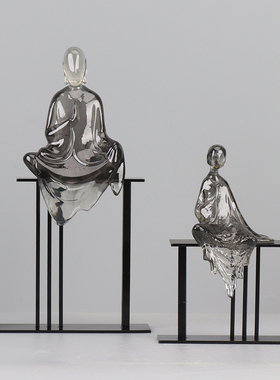 新中式水墨佛摆件样板房间客厅书房桌面办公室复古典软装饰工艺品