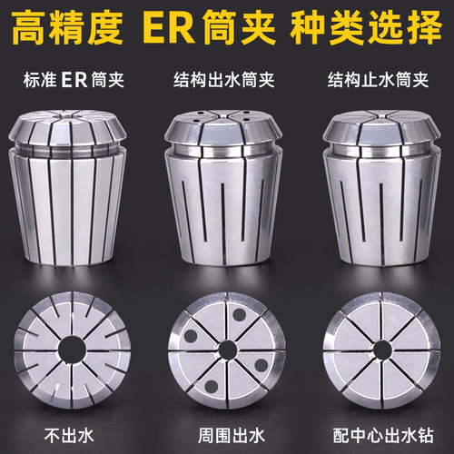 出水筒夹通水夹头erc16er20er25er32 er40高精度内冷端面出水筒夹